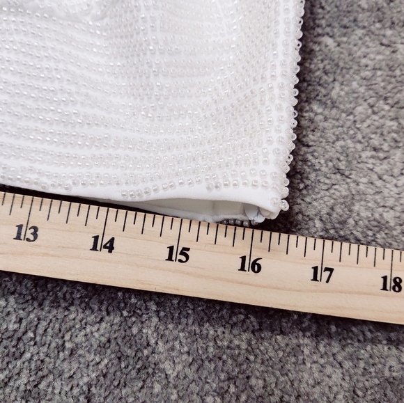 ZARA Oyster White Beaded Crop Top Women's Size Large NEW - Picture 3 of 6